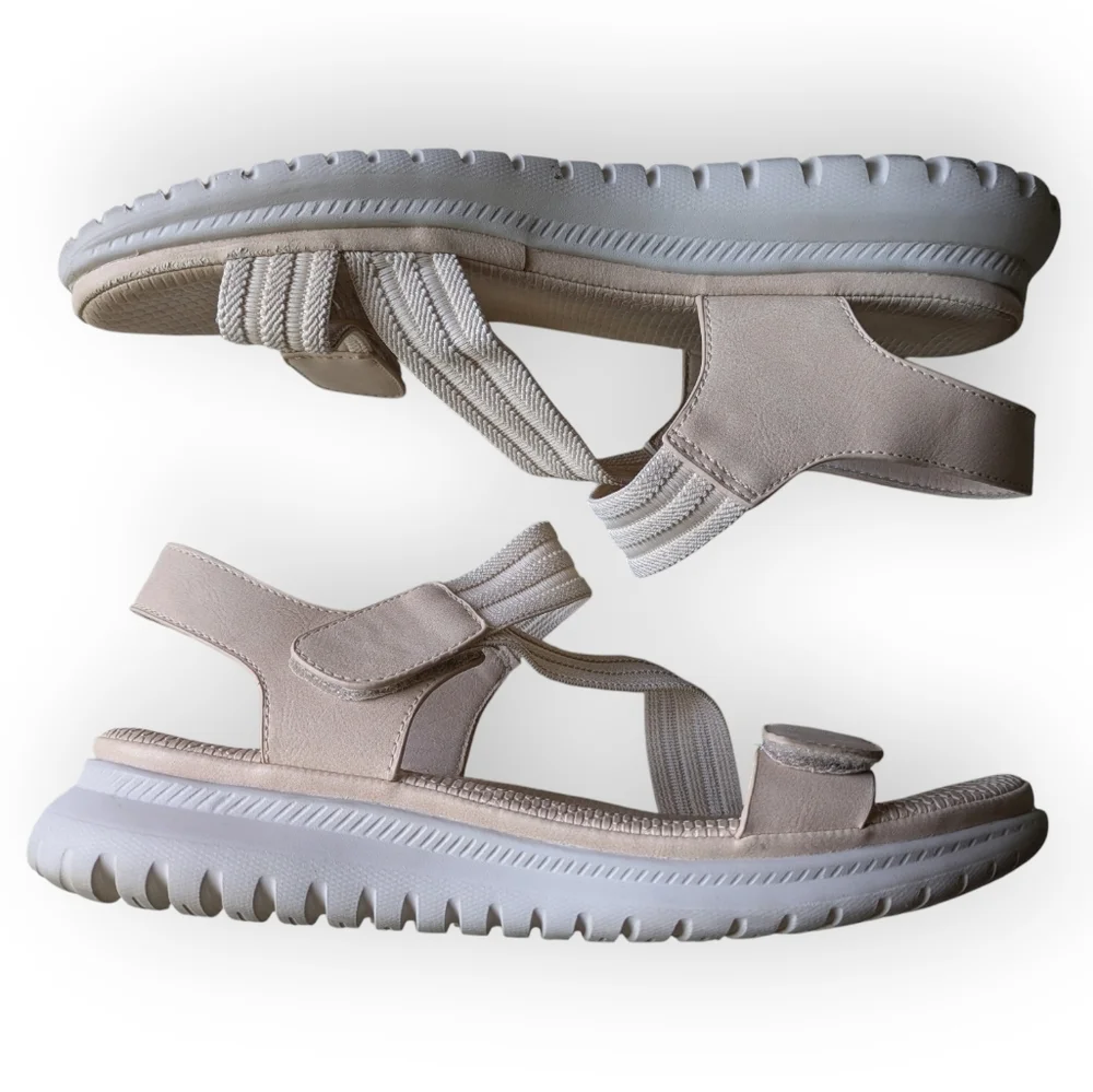 Stefania Italy Beige Adjustable Strap Comfort Walking Sandals Women's 38 US 7.5
